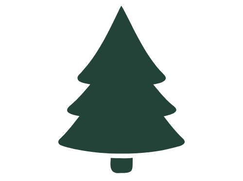 Green silhouette of a Christmas tree on a white background